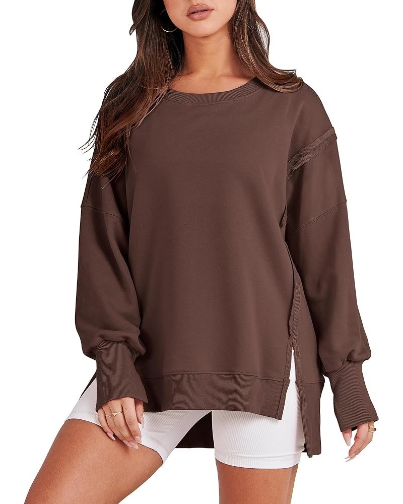 Women's Oversized Sweatshirt Crew Neck Long Sleeve Pullover Hoodies Tops Trendy Fashion Fall Clothes Coffee $17.64 Hoodies & ...