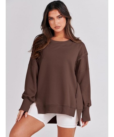 Women's Oversized Sweatshirt Crew Neck Long Sleeve Pullover Hoodies Tops Trendy Fashion Fall Clothes Coffee $17.64 Hoodies & ...