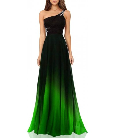 Sheer Beaded Halter Gradient Ombre Chiffon Long Prom Evening Dresses A Black Lime Green $34.10 Dresses