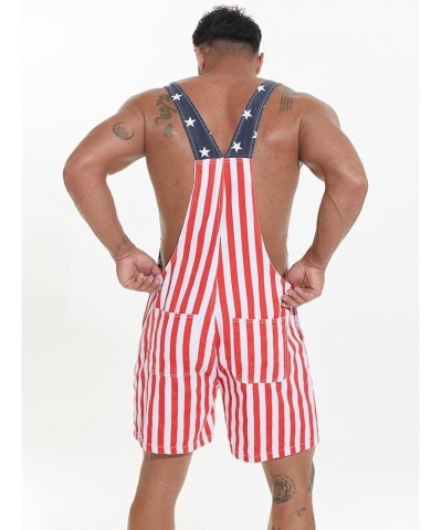 American Flag Overalls Bib Denim Shorts Jean Romper Casual Workout Summer Adjustable Strap Jumpsuit for Men Women Red $17.83 ...