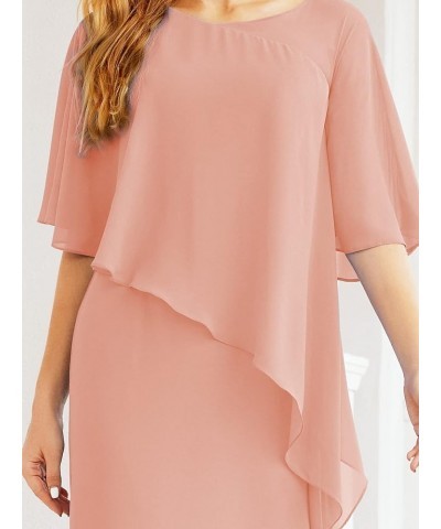 Chiffon Long Plus Size Mother of The Bride Dresses Formal Prom Gown Ruffle Cape Cinnamon Pink $46.06 Dresses