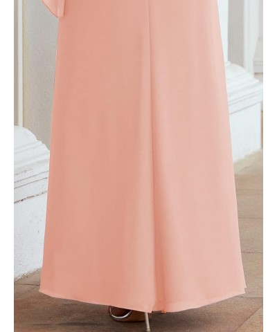 Chiffon Long Plus Size Mother of The Bride Dresses Formal Prom Gown Ruffle Cape Cinnamon Pink $46.06 Dresses