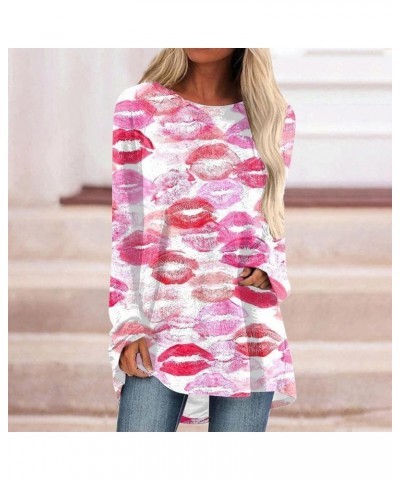 Valentine's Day Sweatshirt Women Long Sleeve Crew Neck Pullover Love Heart Shirt Print Tshirt Lightweight Tunic Tops O♥♥pink ...