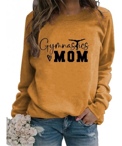 Gymnastics Mom Sweatshirts Womens Casual Long Sleeve Gymnastics Gift Shirts Crew Neck Pullover Tops for Mom 01 Yellow $9.44 H...