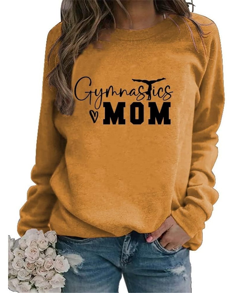 Gymnastics Mom Sweatshirts Womens Casual Long Sleeve Gymnastics Gift Shirts Crew Neck Pullover Tops for Mom 01 Yellow $9.44 H...