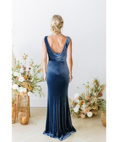 V Neck Velvet Bridesmaid Dress for Women Long Mermaid Maxi Formal Evening Wedding Dress Pink $35.20 Dresses