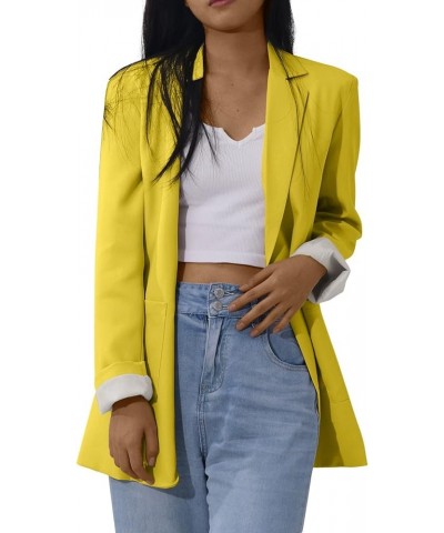 Blazer Jackets for Women Fashion Plus Size Blazer Dress Lightweight Work Office Suit Jacket Business Casual Outfits B Yellow ...