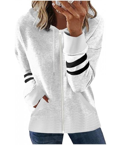 Tops For Women Casual Fall,Women's Solid Hooded Jacket Coat Loose Lightweight Hoodies Long Sleeve Pockets Sweatshirt 1-white ...