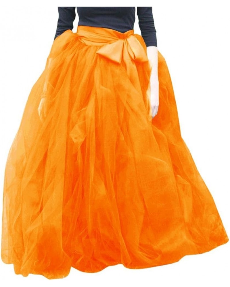 Womens Floor Length Ruffles Tutu A Line Layered Tulle Skirt for Prom Party Orange $22.74 Skirts