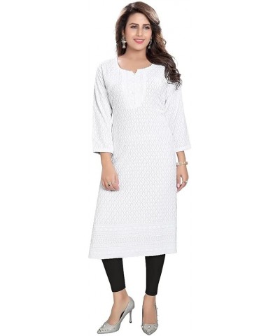 Women Chickankari Kurti White In Color For Formal Used Plus & Small Size. White $24.29 Tops