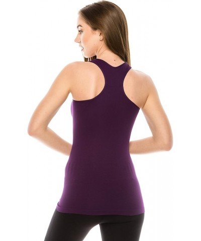 Seamless Supersoft Racerback Tank, UV Protective Fabric UPF 50+ (Made with Love in The USA) Eggplant $16.66 Tanks