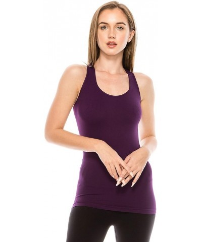 Seamless Supersoft Racerback Tank, UV Protective Fabric UPF 50+ (Made with Love in The USA) Eggplant $16.66 Tanks