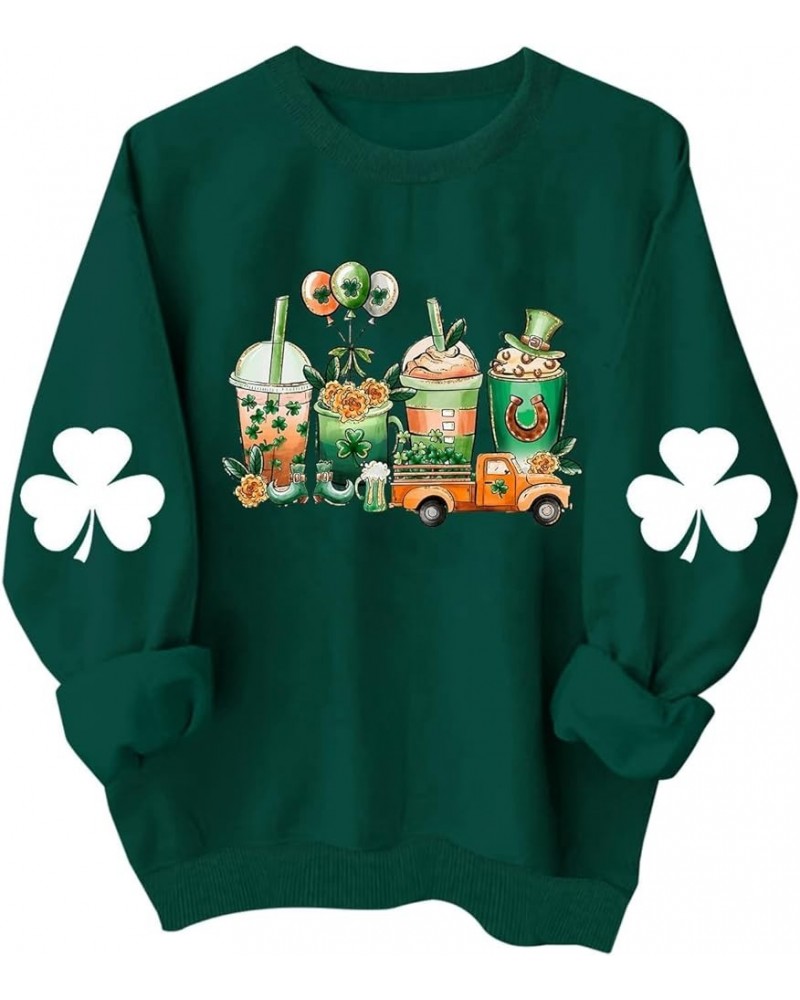 St Patricks Day Sweatshirt For Women Trendy Oversized Long Sleeve Shamrock Clover Shirts Green Saint Pattys Sweater G13-green...