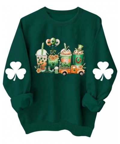 St Patricks Day Sweatshirt For Women Trendy Oversized Long Sleeve Shamrock Clover Shirts Green Saint Pattys Sweater G13-green...