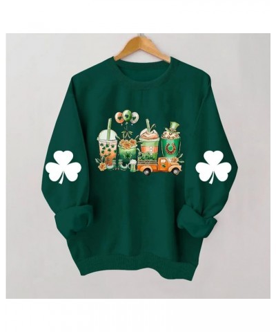 St Patricks Day Sweatshirt For Women Trendy Oversized Long Sleeve Shamrock Clover Shirts Green Saint Pattys Sweater G13-green...