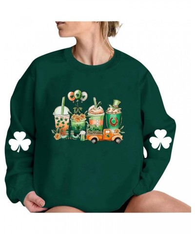 St Patricks Day Sweatshirt For Women Trendy Oversized Long Sleeve Shamrock Clover Shirts Green Saint Pattys Sweater G13-green...