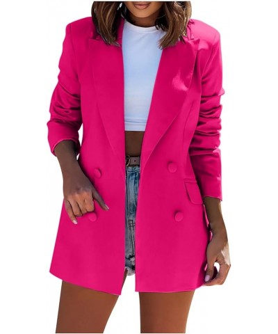 Womens Casual Blazer Long Sleeve Lapel Button Slim Slim Work Office Jacket Coat Open Front Lightweight Cardigan Hot Pink $7.6...