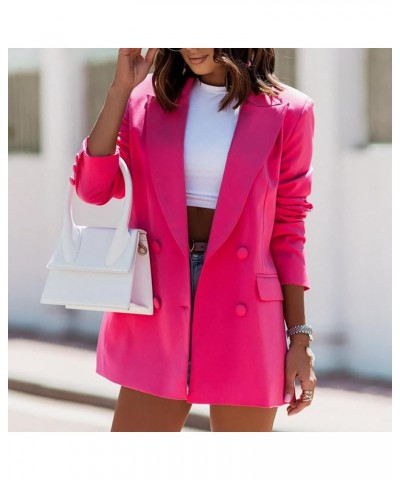 Womens Casual Blazer Long Sleeve Lapel Button Slim Slim Work Office Jacket Coat Open Front Lightweight Cardigan Hot Pink $7.6...