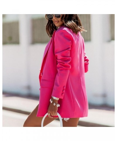 Womens Casual Blazer Long Sleeve Lapel Button Slim Slim Work Office Jacket Coat Open Front Lightweight Cardigan Hot Pink $7.6...