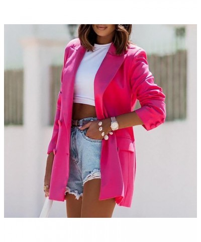 Womens Casual Blazer Long Sleeve Lapel Button Slim Slim Work Office Jacket Coat Open Front Lightweight Cardigan Hot Pink $7.6...