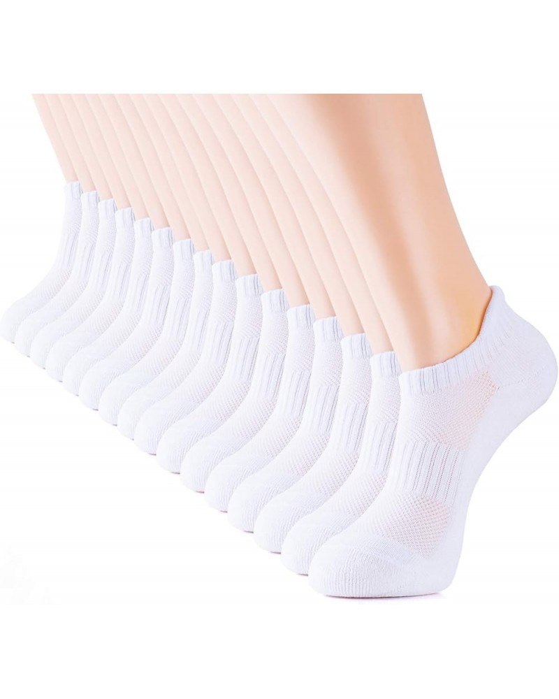 8 Pairs Ankle Performance Athletic Running Socks Low Cut Sports Tab Socks for Women and Men White $8.40 Activewear