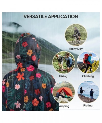 Hooded Rain Poncho for Adult with Pocket, Waterproof Lightweight Unisex Raincoat for Hiking Camping Emergency Blossom Season ...