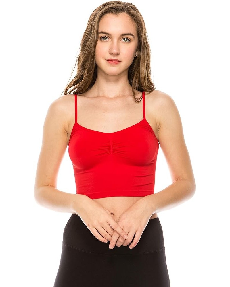 American Made Women’s Cami Tank Top – Sleeveless Crop Ruched Sports Bra Basic Stretch Camisole Yoga Workout Active Red $9.36 ...