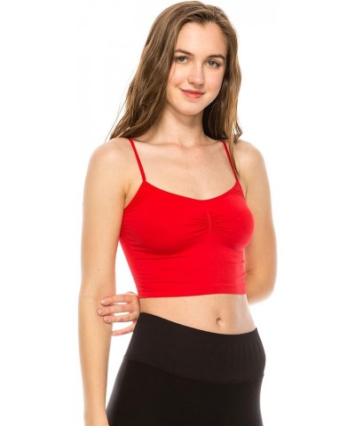 American Made Women’s Cami Tank Top – Sleeveless Crop Ruched Sports Bra Basic Stretch Camisole Yoga Workout Active Red $9.36 ...