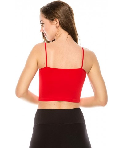 American Made Women’s Cami Tank Top – Sleeveless Crop Ruched Sports Bra Basic Stretch Camisole Yoga Workout Active Red $9.36 ...