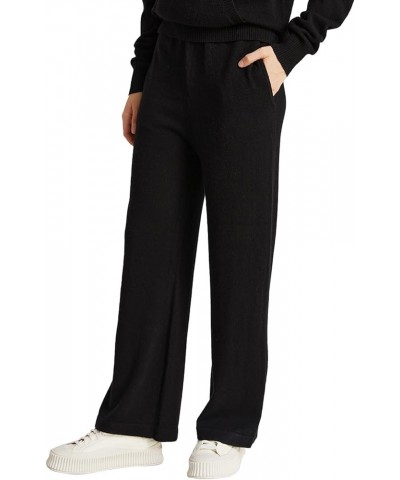 Women's Wide Leg Cashmere Sweatpants Lounge Pants for Women Winter Warm Black $93.12 Activewear