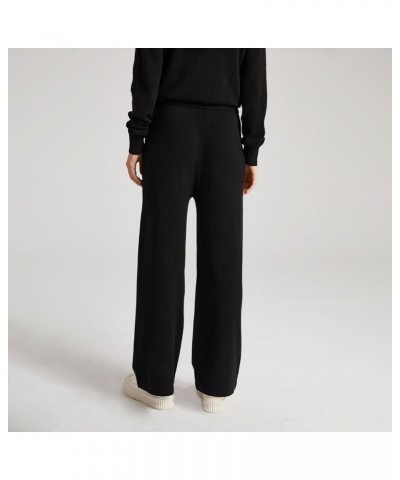 Women's Wide Leg Cashmere Sweatpants Lounge Pants for Women Winter Warm Black $93.12 Activewear