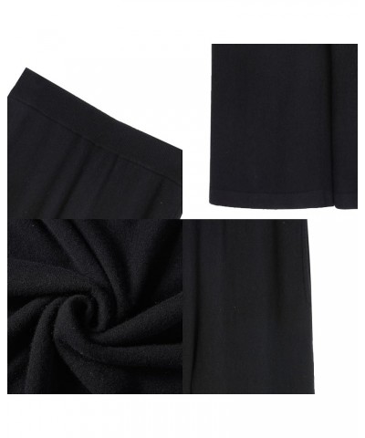 Women's Wide Leg Cashmere Sweatpants Lounge Pants for Women Winter Warm Black $93.12 Activewear