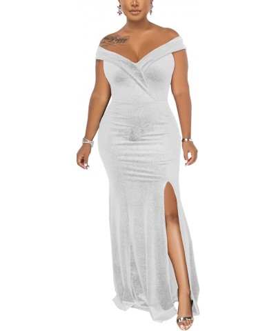 Elegant Prom Gown Mermaid Dresses for Women Formal Off Shoulder Evening Gown Backless Long Party Dress 46_1white $23.91 Dresses