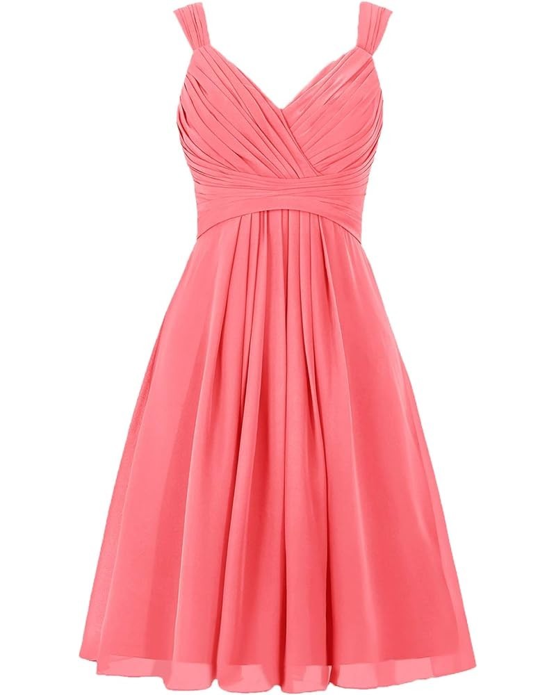 Bridesmaid Dresses Short Prom Dress Chiffon Simple Party Dress for Junior Bridesmaid Dress Coral $49.55 Dresses