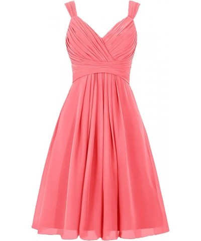 Bridesmaid Dresses Short Prom Dress Chiffon Simple Party Dress for Junior Bridesmaid Dress Coral $49.55 Dresses