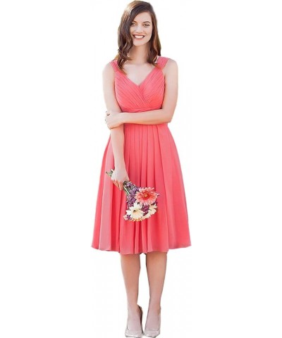 Bridesmaid Dresses Short Prom Dress Chiffon Simple Party Dress for Junior Bridesmaid Dress Coral $49.55 Dresses