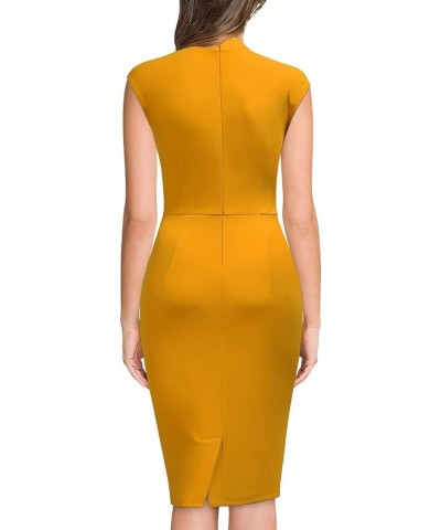 Women's Business Slim Style Ruffle Work Pencil Dress Yellow $16.00 Dresses