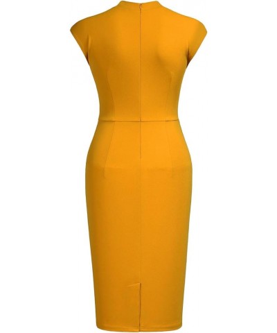 Women's Business Slim Style Ruffle Work Pencil Dress Yellow $16.00 Dresses