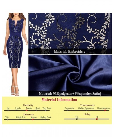 Womens Slim Zipper Up Work Business Office Cocktail Party Bodycon Pencil Sheath Dress Blue Satin+floral Embroidery $21.12 Dre...