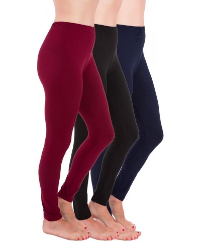 Premium Ultra Soft High Rise Waist Full Length Regular and Plus Size Leggings Burgundy/Black/Navy $21.56 Others