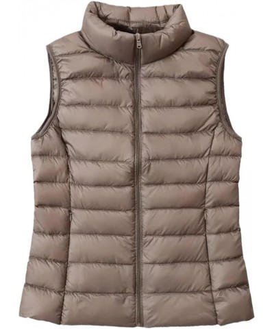 Women's Light Down Jacket Vest, Lightweight Zip Casual Undershirt Jacket Outerwear, Stand Collar Short Down Quilted Vest (Col...