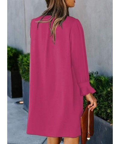 Dresses Summer 2023 Dress for Women V Neck Ruffle Short Sleeves Solid Color Casual Dresses D-rose Red $22.54 Swimsuits