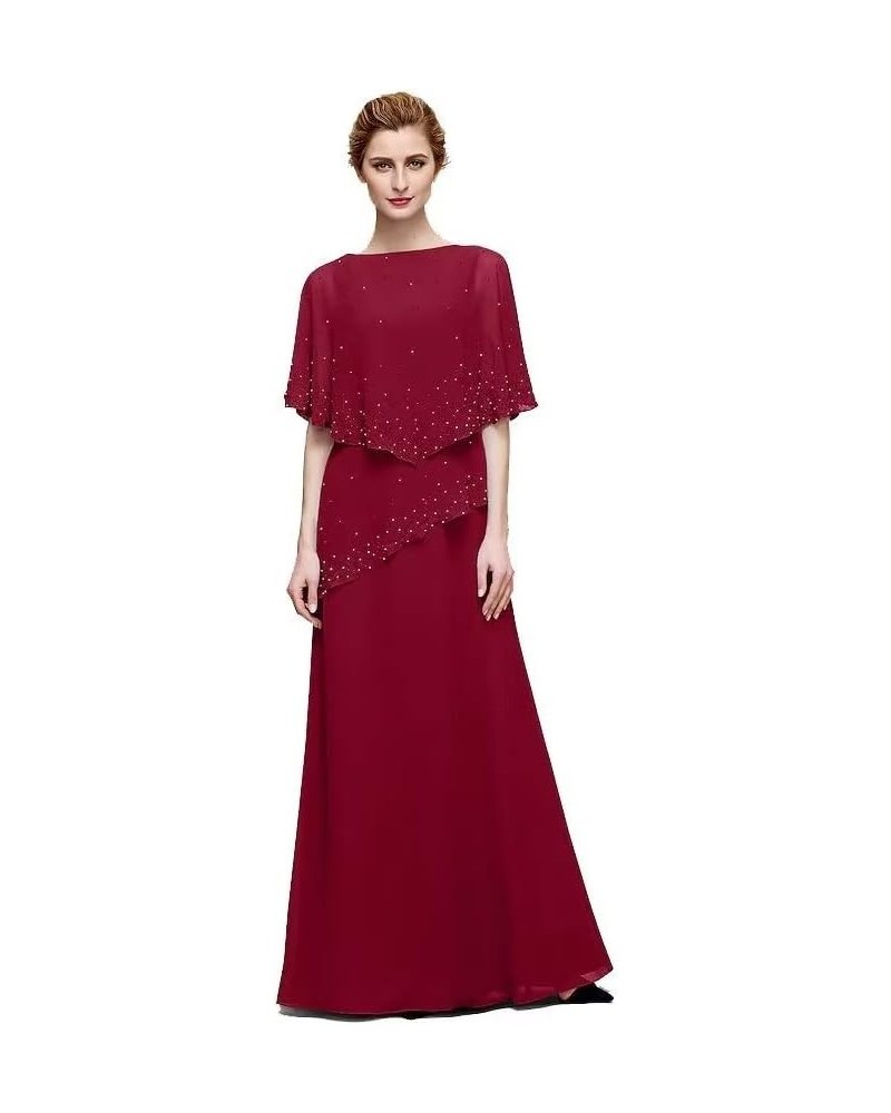 Mother of The Bride Dresses Glitter Diamonds Small Capes Plus Size Dresses Wedding Evening Party Dresses Formal Wine Red $33....