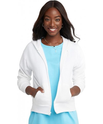 Women's Full-Zip Hooded Sweatshirt, EcoSmart Women's Sweatshirt, Women's Comfortable Hoodie White $11.73 Activewear