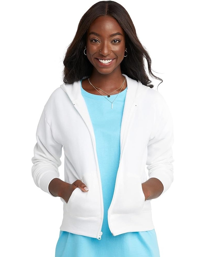 Women's Full-Zip Hooded Sweatshirt, EcoSmart Women's Sweatshirt, Women's Comfortable Hoodie White $11.73 Activewear