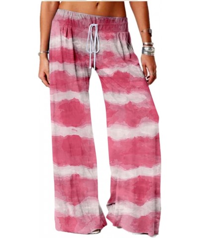 Women's Tiedye Pants Casual Loose Stretch Pants Trousers Pink White $13.49 Pants