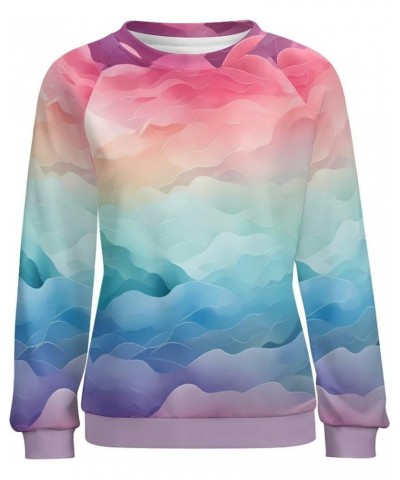 Womens Tie Dye Hoodie Colorful Spiral Pattern Long Sleeve Round Neck Pullover Tops Vintage Stripe Sweatshirt Tie-dye-11 $20.0...