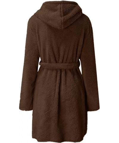 Fall/Winter Bathrobes for Women Fluffy Bath Robes Pajamas Womens Pjs Fleece Pajamas with Hood Loungewear Bathrobe 02 Brown $8...