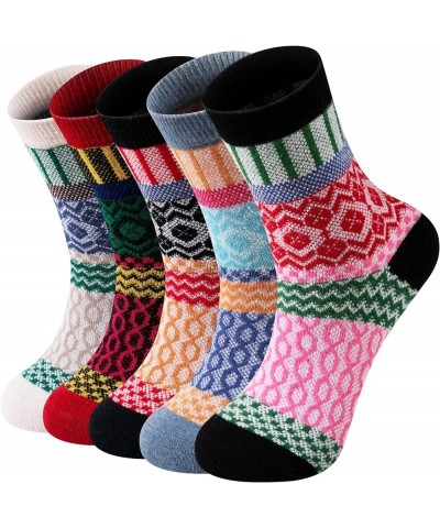 5 Pairs Wool Socks for Women - Womens Wool Socks Winter Socks Warm Knit Wool Soft Vintage Casual Crew Socks 5 Pairs British S...