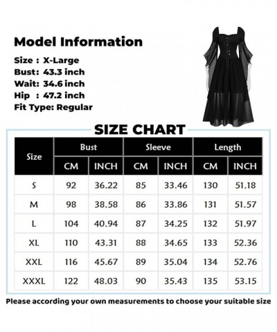 Women Casual Cold Shoulder Dress Solid Color Lace Butterfly Sleeve Halloween Retro Cocktail Party Gothic Prom Dress 04-black ...